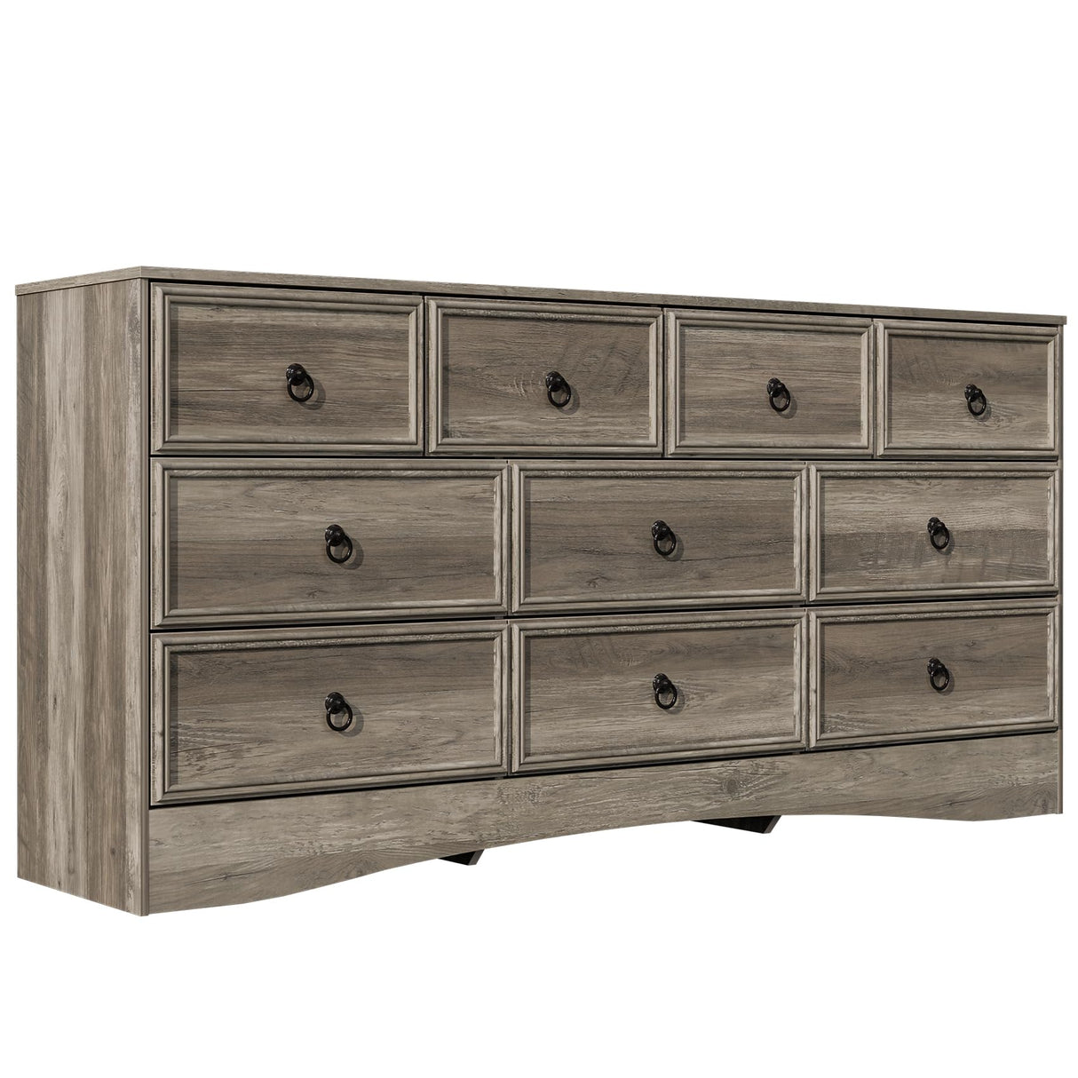 VVFLU Farmhouse 10 Drawer Dresser for Bedroom – 63'' Long Dresser Wood Chest of Drawers,TV Stand for 75 inch TV, Storage Organizer Furniture, Hallway, Entryway, Closet, Brownish Grey VVFLU