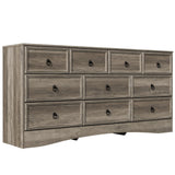 VVFLU Farmhouse 10 Drawer Dresser for Bedroom – 63'' Long Dresser Wood Chest of Drawers,TV Stand for 75 inch TV, Storage Organizer Furniture, Hallway, Entryway, Closet, Brownish Grey VVFLU
