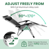 YOMIFUN Oversized Zero Gravity Chair, XL lounge Chair 29” Width, Padded Reclining Camping Chair W/Removable Cushion & Adj Headrest, Storage Bag, Footrest Cushion, Cup Holder, For Indoor Outdoor, Brown YOMIFUN