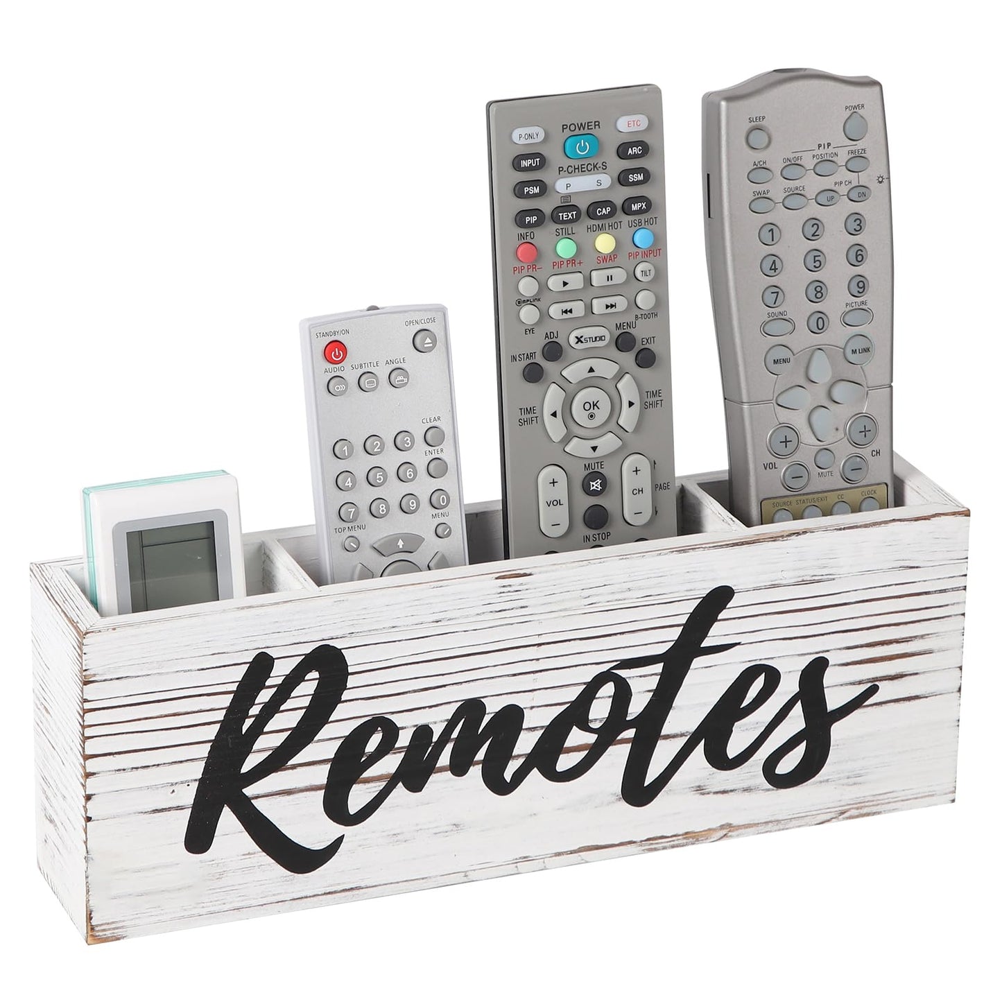 Ziluce Farmhouses Remote Control Holder, Wall Mounted Remote Holder, 3 Slot Wooden Remote Holder, 2 Types of Mounting - Adhesive and Drilled (for 3 or 4 Remote Controls) 11" x 2.16 x 3.94”