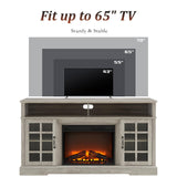 58'' Fireplace TV Stand for Television up to 65", Entertainment Center with Storage Cabinet and Shelves, 23'' Detachable Electric Fireplace with Remote&Adjustable Warmth for Living Room/Bedroom, Gray Zelimon