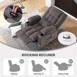 BOSMILLER Oversized Recliner Chair for Adults with Vibration Massage and Lumbar Heating Swivel Rocker Recliner with Cup Holder and USB Charge Port for Living Room BOSMILLER