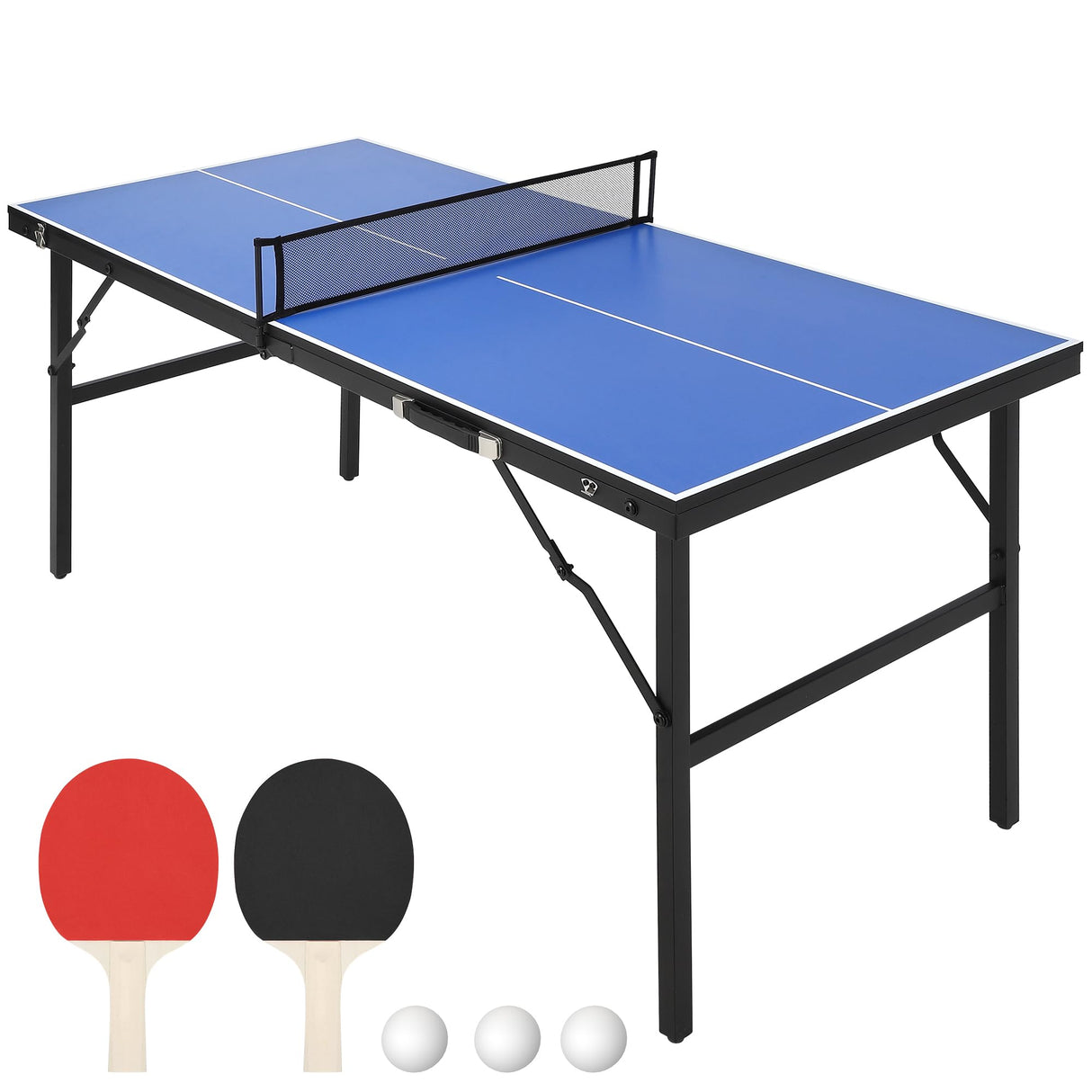 GAOMON Foldable and Portable Table Tennis Table, Indoor and Outdoor Ping Pong Table, Table Tennis Table with 2 Table Tennis Paddles and 3 Balls, 5 Minute Assembly, 60 x 26 x 27.5 Inch GAOMON