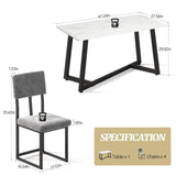 Sesslife 5-Piece Dining Table Set for 4, Modern Faux 47.24" Marble Kitchen Table with 4 Velvet Chairs, Stylish Small Dining Table Set for Apartments & Small Spaces Sesslife