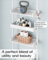 ALLZONE 4 Tier Over The Toilet Storage, Adjustable Wood Over Toilet Bathroom Organizer, Freestanding Shelves, Fit Most Showers Over The Toilet Shelf, 92 to 116 Inch Tall, White ALLZONE