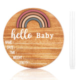 Wooden Baby Birth Announcement Sign Rainbow Baby Name Sign with Marker Pen Baby Arrival Sign Welcome Newborn Sign for Hospital Photo Prop Baby Shower Jetec