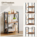 HOOBRO Bookshelf, 3-Tier Industrial Bookcase, Book Shelf Storage Organizer, Small Bookshelf with Metal Frame for Living Room, Bedroom, Home Office, Kitchen, Rustic Brown and Black BF71SJ01 HOOBRO
