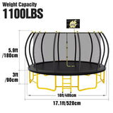 16FT Pumpkin Trampoline with Basketball Hoop, Balance Bar and Enclosure Net, Outdoor Trampoline for Kids and Adults, Capacity 1100 lbs JINS&VICO