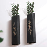 Wood Wall Planter, Farmhouse 4 Pack Indoor Pocket Wall Vases Decor for Living Room Bedroom Dried Flowers Faux Greenery Plants (Black) BOTOP