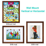 RPJC 11x14 Picture Frames Made of Solid Wood and High Definition Glass Display Pictures 8x10 with Mat or 11x14 Without Mat for Wall Mounting Brown RPJC