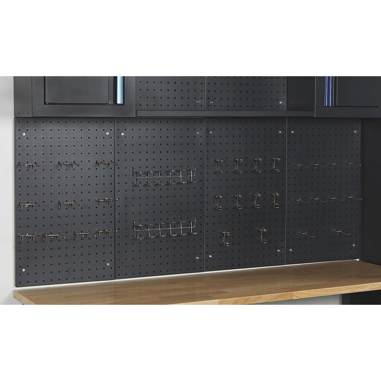 Strongway Steel Garage Storage System with Drawers, Pegboard, Shelves, Tabletop, 2 Rolling Cabinets, 81.5in. x 75.7in. Strongway