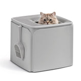 IRIS USA Premium Top Entry Cat Litter Box with Scoop, Square Enclosure for Cat and Kitty, Gray IRIS USA