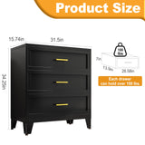 KAIFAM Metal Dresser, Black Small Dresser for Bedroom, 34.25" H Dressers & Chests of Drawers, 3 Drawer Dressers for Living Room, Entryway, Hallyway (Black, 3 Drawers) KAIFAM