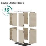 YITAHOME 60 cuft Vertical Outdoor Storage Shed w/o Shelf, Large Waterproof Storage Cabinet for Garden Shed, Tall Outdoor Storage Shed for Garage, Pool Storage, Resin, Lockable, Khaki & Brown YITAHOME