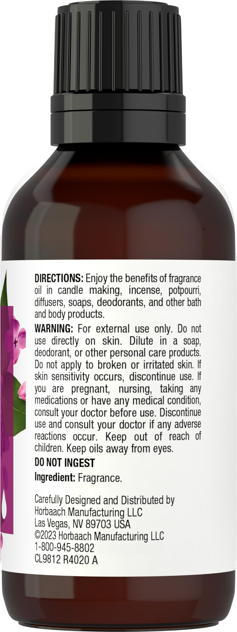 Horbäach Lilac Fragrance Oil | 1 fl oz (30ml) | Premium Grade | for Diffusers, Candle and Soap Making, DIY Projects & More Horbäach