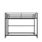 DHP Daven Easy Assembly Metal Bunk Bed for Kids, Teens and Adults, with Ladder, High Guardrail, Metal Slats, Smooth Rounded Edges, No Boxspring Required, Twin-Over-Twin, Black DHP