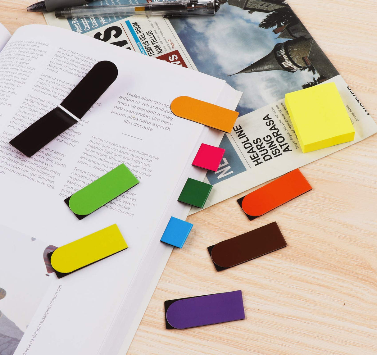 Magnetic Bookmarks,60 Pack 20 Solid Color Magnet Page Clip Small Bookmark for Book Lovers, Presents, Women, Man, Kids, Tudents, Teachers, School, Home, Office, Reading Supplies(2 x 0.8 inch) ABSOFINE