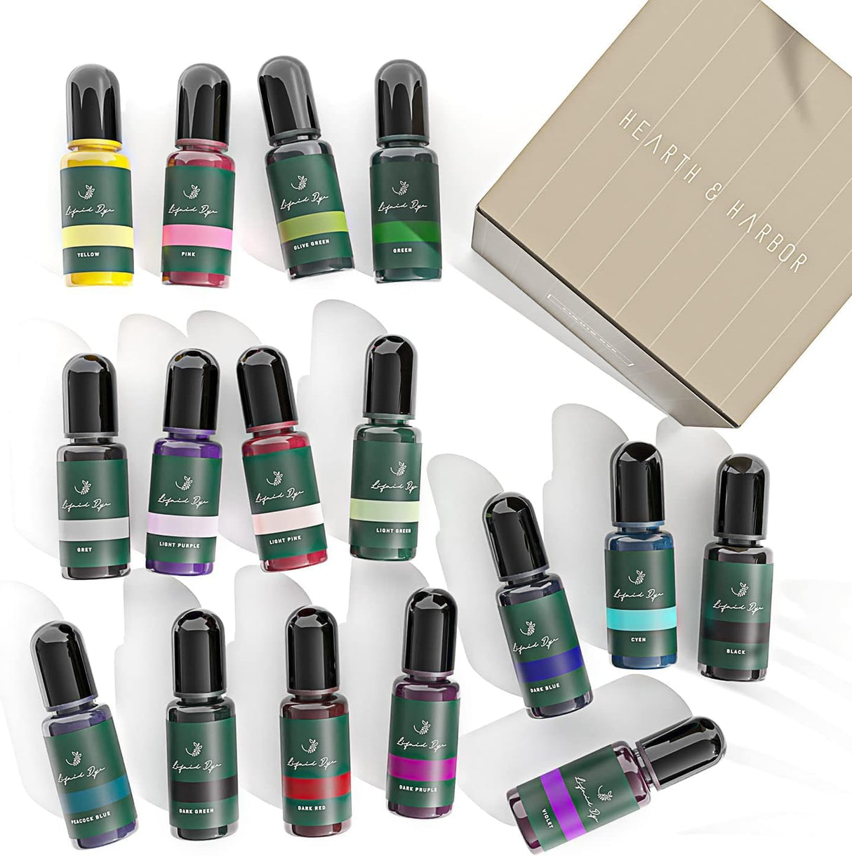 Hearth & Harbor Liquid Candle Dye for Soy Candle Making, 16 Vibrant Colors, Safe and Natural Candle Wax Dye Hearth & Harbor