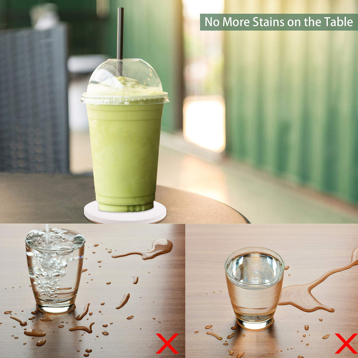 HooAMI Sublimation Blanks Coaster for Drinks, Absorbent Ceramic Stone Coaster Set with Cork Backing Pads, Heat Transfer Cup Coasters for Home Decor,Set of 6 (Round) HooAMI