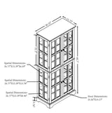CKEASEAN Glass Display Cabinet, 69" H Curio Cabinet with Adjustable Shelves and 4 Glass Doors, Light Bulb Included, Elegant Antique Showcase, Rack for Living Room/Home Office (White) CKEASEAN