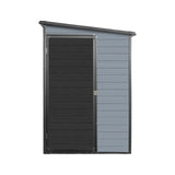 LANTRO JS 4x8FT Plastic Storage Shed with Floor, Outdoor Storage Shed with Floor Included, with 2 Windows and Lockable Door, Backyard Storage Sheds for Garden Tools, Bike, Gray and Black LANTRO JS