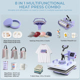 Whubefy Heat Press 15x15 inch 8 in 1 with 30OZ Tumbler Press, Slide Out 360° Swing Away Digital Shirt Press Machine, Industrial-Quality Heat Transfer Sublimation for T-Shirt/Tumbler/Mug/Hat/Cap/Plate Whubefy