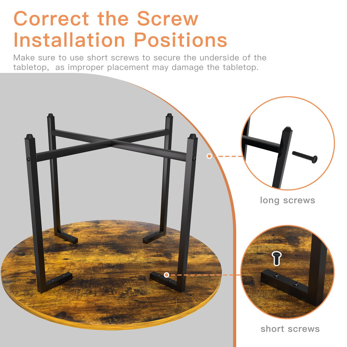 FAMIDGE Round Coffee Table, Small Coffee Tables for Living Room, Circle Coffee Table with Metal Frame, Floor Table Desk for Sitting on The Floor, Home, Office, Rustic Brown (23.6" D x 14.2" H) FAMIDGE