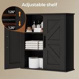 Homleke Bathroom Wall Cabinet, Over Toilet Storage Cabinet with Barn Doors and Adjustable Shelves, 3-Tier Medicine Cabinet Wall Mounted, for Bathroom, Kitchen, Entryway, Laundry Room, Black, (7.9" D) Homleke