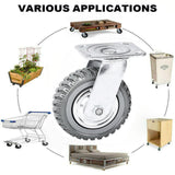 uyoyous 6'' Caster Wheels Heavy Duty 4 Pack Cart Swivel Wheels Load 1760 lbs Silent Ball Bearing Solid Wheel with 360° Rotation Top Plate (2 with Brakes& 2 Without) uyoyous