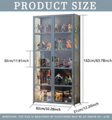 idhhco 5-Tier Display Cabinet with Acrylic Doors, 64” Transparent Bamboo Curio Display Case for Figures, Display Shelves for Collectibles & Kids Bookcase for Home, Office, Playroom, Living Room idhhco