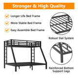 anwickjeff Metal Full Over Queen Bunk Bed for Adults, Heavy Duty Bunk Beds with 2 Stairs,Safety Guardrail, Noise Free, Easy Assembly (Full Over Queen) anwickjeff
