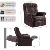 EONIX Dual Motor Lay Flat Power Recliner Chair, Mid Century Wingback Recliner with Independent Adjustable Backrest and Extended Footrest, 400lbs Heavy Duty, Breathable Faux Leather, Dark Brown EONIX