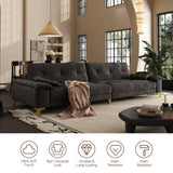 104.7" sectional Couch, mid-Century Modern 4-Seater Comfy Cloud Couch for Living Room Office, Button Tufted upholstered Metal Legs Sofa Sturdy loveseat (Dark Gery, 104.7Inch) Generic