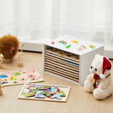 Sintuff Puzzle Holder Rack Wooden Jigsaw Organizer Layered Puzzle Storage Box Shelf Storage Case Holds 12 Puzzles for Craft Collection Lovers Accessories Sintuff