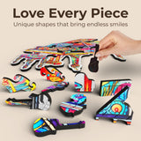 Crafthub Music Instrument Wooden Puzzles for Adults – A3 Unique Piano with 131 Pieces Wood Puzzles – Jigsaw Puzzles with Unique Animal Shapes – 11" x 11.7" CRAFTHUB