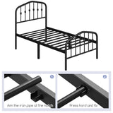Yaheetech Metal Bed Frame Twin Size Metal Platform Bed Frame with Victorian Style Headboard/Footboard/Easy Assembly/No Box Spring Needed/Black Yaheetech