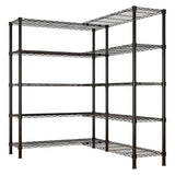 L Shaped Storage Shelves 1500LBS Standing Shelf Units NSF Wire Corner Shelving 5 Tier Metal Organizer Rack Adjustable Heavy Duty Garage Shelf for Kitchen Bathroom Warehouse Pantry Closet Utility Rack WZONICE98