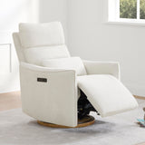 CHITA Swivel Rocker Recliner Chair, Power Nursery Glider Recliner, Nursery Rocking Chair with Adjustable Power Headrest, FSC Certified, Solid Wood Base, Cream CHITA