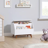 UTEX Kids Toy Box, Wooden Toy Chest, Kids Storage Organizer Bench with Front Book Storage Area for Boys and Girls, Children's Furniture, White UTEX