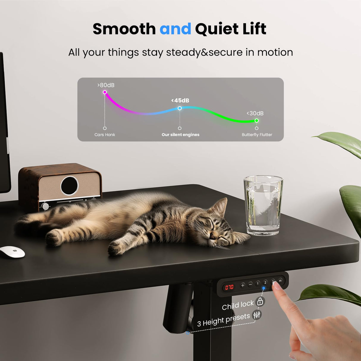 SIAGO Electric Standing Desk Adjustable - 63 x 24 Inch Sit Stand up Desk with Cable Management - 3 Memory Preset Adjustable Height Desk Computer Home Office Desk SIAGO