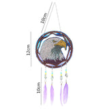 VVBAOZI DIY Eagle Diamond Art Wind Chimes for Window Hanging Double Sided Crystal Rhinestones Wind Chimes Diamond Painting Dream Catchers for Adults VVBAOZI