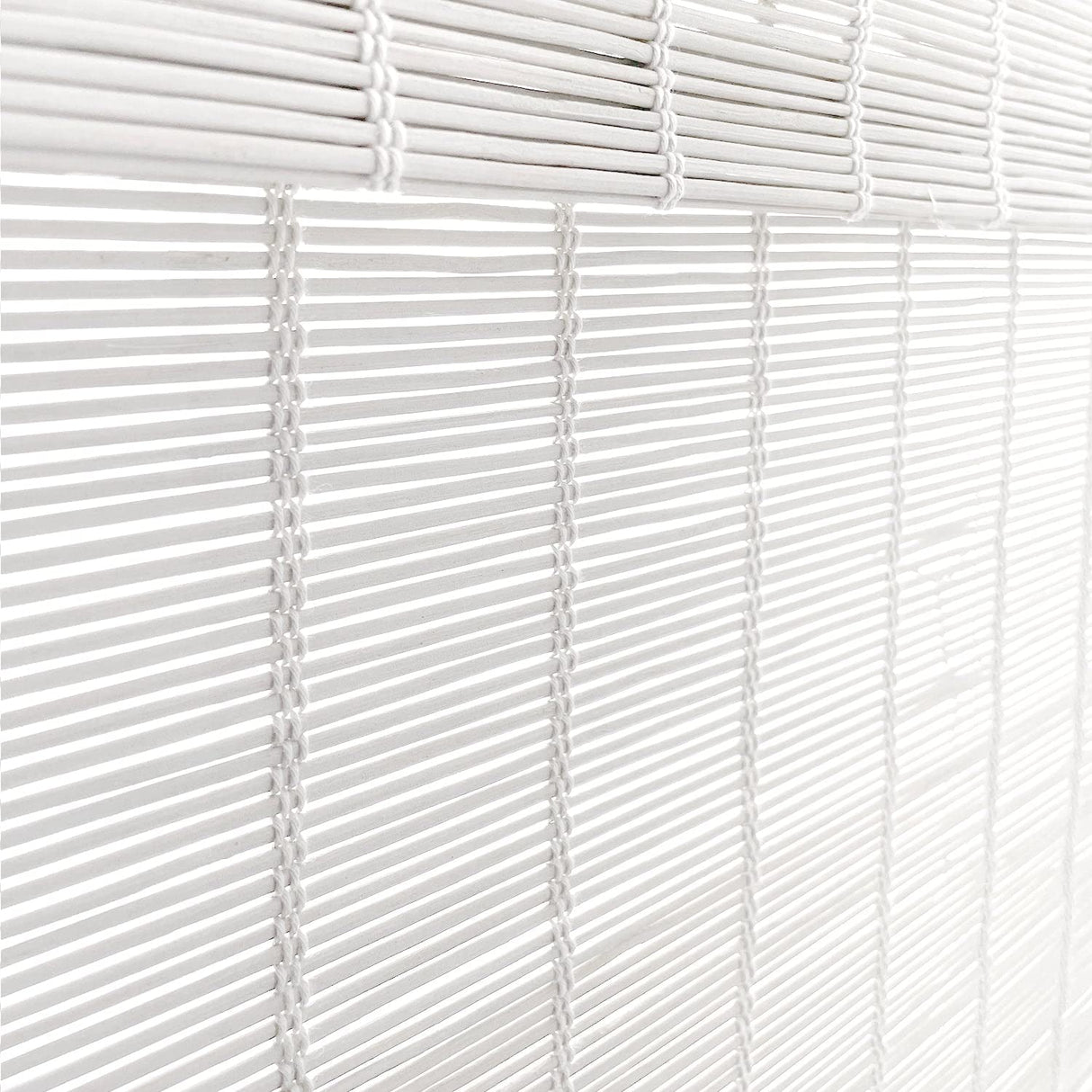 MOOD Custom Bamboo Shades | Modern | Cordless Bamboo Roman Shades for Windows and Doors (Natural Woven) | Modern White Dough (Sheer) | 28" W X 36" H Mood