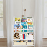 aboxoo Metal Kids Bookshelf Freestanding for Children Room 25 inches Toddler White Bookcase Toy Organizer Stable Bookcase Bookstore Library Book Unit Storage for Small Place aboxoo