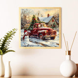 CRZMODE Christmas Diamond Art Kits for Adults,Truck Diamond Painting Kits for Adults Beginners,5D DIY Round Full Drill Gem Art Paint by Diamonds Dots Crafts Kits for Home Decor Gift 14x14inch CRZMODE