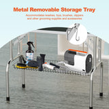 ynhunreth 46'' Dog Grooming Table for Large Dogs, Foldable Professional Grooming Table for Dogs at Home with Double Loops/Mesh Tray/Adjustable Arm, Capacity up to 330lbs, Black ynhunreth