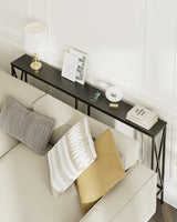 Masupu 63" Console Table, Modern Narrow Long Sofa Table Behind Couch, Skinny Entry Table, Industrial Sofa Table with Metal Frame for Hallway, Living Room, Classic Black… Masupu