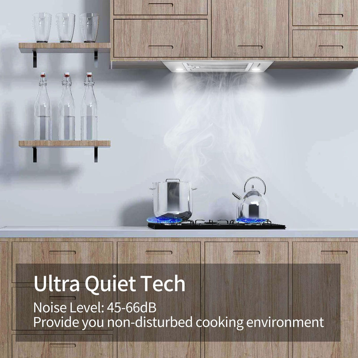 Zomagas Range Hood Insert 24 inch, Built in Kitchen Hood 600CFM, Ducted/Ductless Convertible Stove Hood with Stainless Steel Baffle Filter, Vent Hood Insert w/ 3 Speed Fan, 2PCS Replaceable LED Lights Zomagas