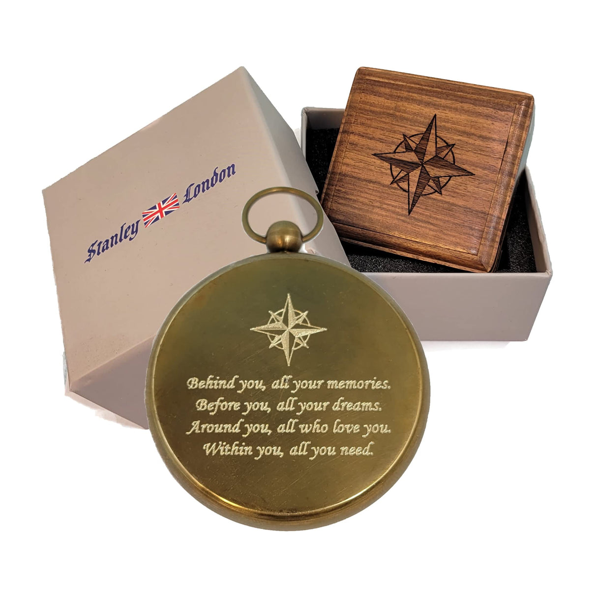 Engraved Compass for Son, Grandson | Personalized Baptism Gifts for Boys | Graduation Gift for Him (FBA - Behind You) Stanley London