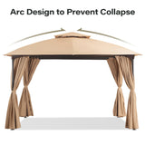 LAUSAINT HOME Patio Arc Gazebo Outdoor Canopy Tent 10'x10', Party Tent Shelter with Curtains & Expansion Bolts and Wind-Resistant Ropes for Patios, Garden, Backyard and Lawn, Khaki LAUSAINT HOME