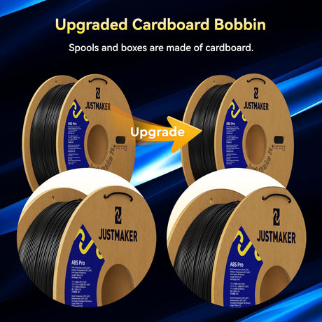 JUSTMAKER ABS PRO (ABS+) 3D Printer Filament, Upgraded Strength Heat Resistant Filament, Cardboard Spool, Dimensional Accuracy +/-0.03mm, 1.75mm, 1 kg (2.2 lbs), Black JUSTMAKER